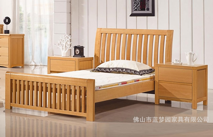 批发榉木单人床 实木床1.2米 简约风格床具 