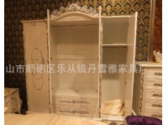 欧式罗兰系列 珍珠亮光白 套房罗兰衣柜 罗兰电视柜