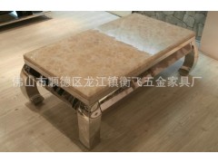 新古典后现代不锈钢大理石茶几6117茶桌