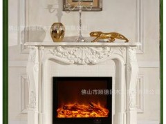 欧式实木壁炉 白色田园 装饰柜 仿真炉芯壁炉