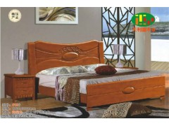 天利圆619橡木床，厂家批发实木床|双人床|白坯床|餐椅