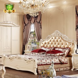 金博坤家具豪华实木床真皮床婚床欧式床法式田园风格1.8米双人床