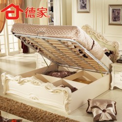 德家家具10 欧式床双人床 实木床 1.8 法式床 木床 高箱床 公主床