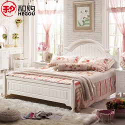 和购家具 韩式床田园床公主床欧式床双人床1.8米实木床1.5米HG06