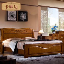 全实木床1.5米1.8米橡木床双人床简约现代中式家具高箱气动储物床