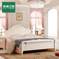 木澜之春家具 田园床 欧式公主床 实木床类 韩式双人高箱床 爆款