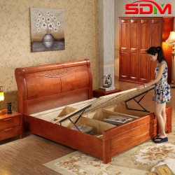 全 实木床1.8米橡木床双人床简约现代实木家具特价高箱气动储物床