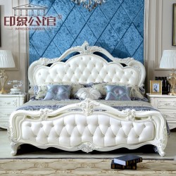 印象公馆家具 欧式床双人床 橡木实木床 法式田园公主床 储物婚床