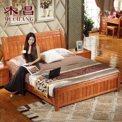 木昌家具实木床1.8/1.5/1.2米单人床橡木床简约现代双人床婚床类