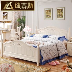健吉斯家具 韩式床双人床 田园公主床 橡木实木床 欧式床1.8米