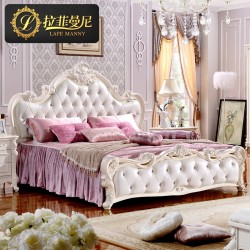 免费送装 欧式床1.8米 双人床 法式床 1.5米真皮床公主床实木家具