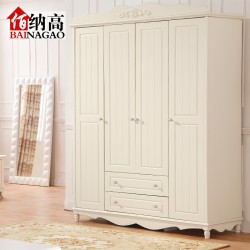 佰纳高家具 韩式三门四门实木衣柜 田园衣柜 欧式衣柜 卧室衣柜