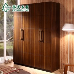 林氏木业现代中式实木衣柜卧室整体四门衣柜胡桃木色衣橱家具L141