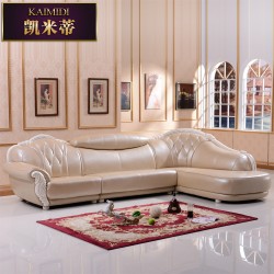 欧式真皮奢华组合转角小户型沙发简约现代客厅白色实木雕花后现代