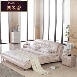 真皮现代双人软床1.8米 头层小户型双人床结婚床 厂家直销665#