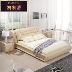 优质真皮结婚床 1.8米/1.5米双人床 现代简约豪华皮床 厂家直销