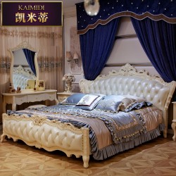 法式欧式头层真皮软床婚床双人 全进口橡胶实木卧室家具厂家直销