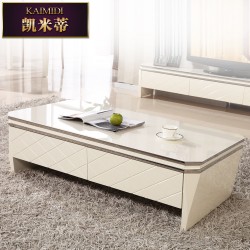 现代时尚简约创意 不锈钢玻璃 新款白色客厅方茶几