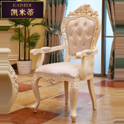 欧式餐椅 法式真青皮餐桌椅 纯实木雕花 餐厅家具8906-1 厂家直销