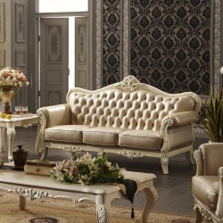 法式沙发组合 全真皮奢华田园客厅家具 实木雕花8907-2 特价直销