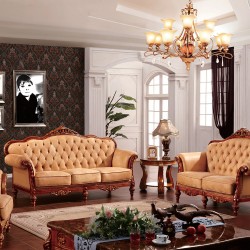 创意欧式法式高档白色真皮沙发组合客厅田园家具实木雕花正品8908