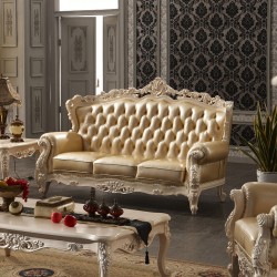 法式沙发组合 全真皮奢华田园家具 纯实木雕花8905-2 厂家直销