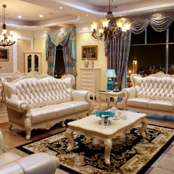 欧式真皮沙发 组合 法式纯手工立体雕花 奢华青皮客厅家具8923