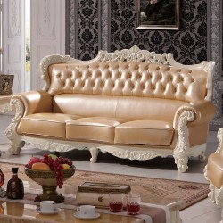法式沙发组合 全真皮沙发客厅家具 纯实木雕花8902-2 厂家直销