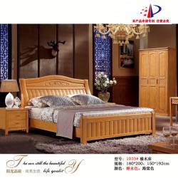 批发橡木实木家具橡木床1.8米双人床高箱床顺德家具1035#大款
