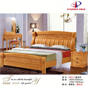 批发橡木实木家具橡木床1.8米双人床高箱床顺德家具6601#大款