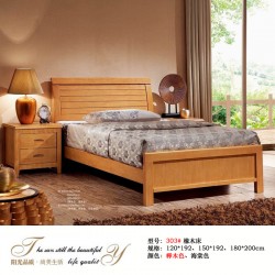 厂家直销实木床橡木床1.5米单双人床酒店旅馆员工宿舍床303#