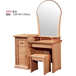批发顺德家具橡木套房实木床头柜衣柜梳妆台妆凳308#