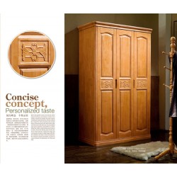 批发橡木实木家具衣柜储物柜三门开门衣柜1.2米206#多门可选