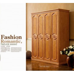 批发橡木实木家具衣柜储物柜四门开门1.6米衣柜916#多门