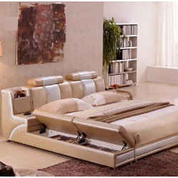 真皮软床 榻榻米床储物床 双人床1.8米 婚床皮床 大户型真皮床