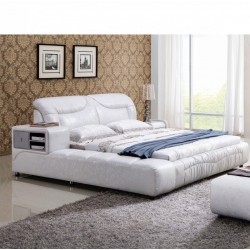 皮艺婚床 1.5米1.8米 储物双人床 特价卧室牛皮床 榻榻米真皮软床