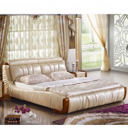 品牌牛皮床 卧室皮艺床 特价双人床 佛山厂家直销真皮床