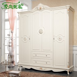 欧式衣柜 简易衣橱 法式田园四门衣柜2米组装大衣柜5815