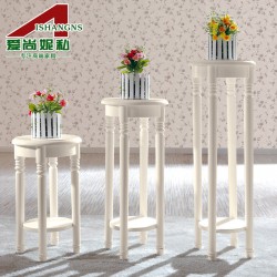 欧式法式韩式田园实木雕花 大中小方形白色烤漆花架L8058