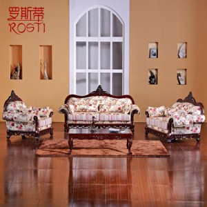 罗斯蒂家具 欧式田园实木布艺沙发 简单欧式沙发 法式沙发09-73