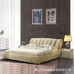 欧阁斯 现代简约1.5米 1.8米小户型 双人特价床 卧室婚床 布艺床