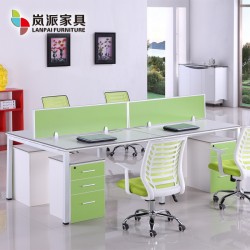 岚派 办公家具四人位办公桌组合 简约现代职员桌屏风工作位电脑桌