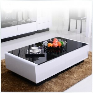 现代简约钢化玻璃茶几 时尚简约客厅茶几  烤漆储物功夫茶几