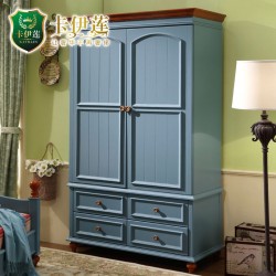 卡伊莲家具地中海衣柜 实木质板式衣柜美式乡村田园两门衣橱AW06Y