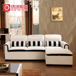 琪琪 客厅现代品牌家具 转角真皮沙发 时尚小户型组合真皮沙发