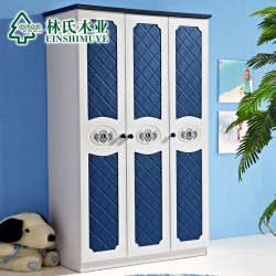 林氏木业儿童衣柜卧室三门开门大衣橱1.2米板式立柜大衣柜家具355