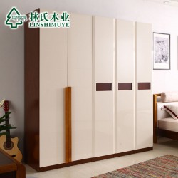 林氏木业原木色整体开门大衣柜 板式家具实木衣橱AG011五门衣柜