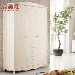 帝美森家具 实木衣柜 欧式衣柜 田园三门衣柜 柜子 储物柜 卧室1#