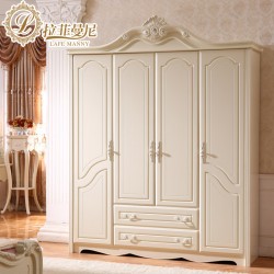 免费六包 欧式衣柜 法式家具田园衣柜实木衣橱雕花四门组合衣柜