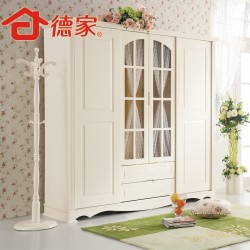 德家家具 欧式衣柜 整体衣柜 实木 趟门 移门 木质衣柜 衣橱 现货